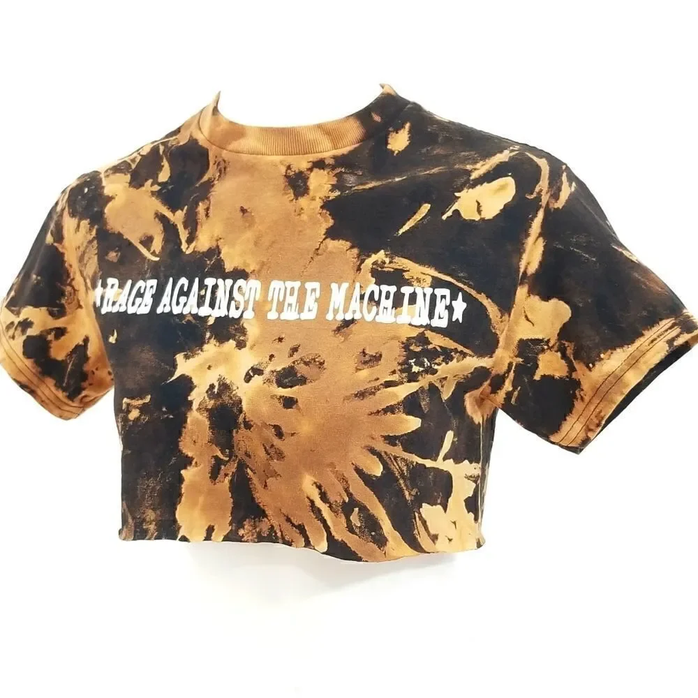Rage Against The Machine Acid Wash, Distressed Crop Top (Band Tee) Rock Tee y2k - Picture 3 of 5